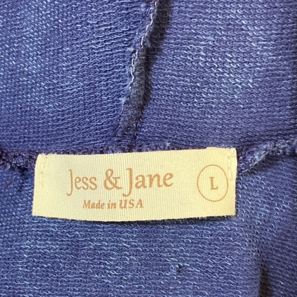 Jess & Jane Mineral Wash Zip Hoodie Blue Swing Tunic Lightweight Cotton Pockets - Picture 5 of 7